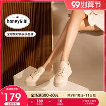 honeyGIRL white thick-soled small white shoes women 2021 autumn new sports casual shoes Joker high thin