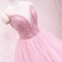 Evening dress sweet pink bridesmaid dress Sisters with dress Dress Conspiculy Birthday Party Banquets to host late dress shortness