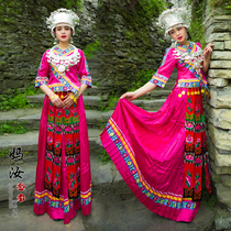 Ma Ru new Dong Tujia Miao ethnic minority clothing long skirt slim dance performance etiquette conference suit