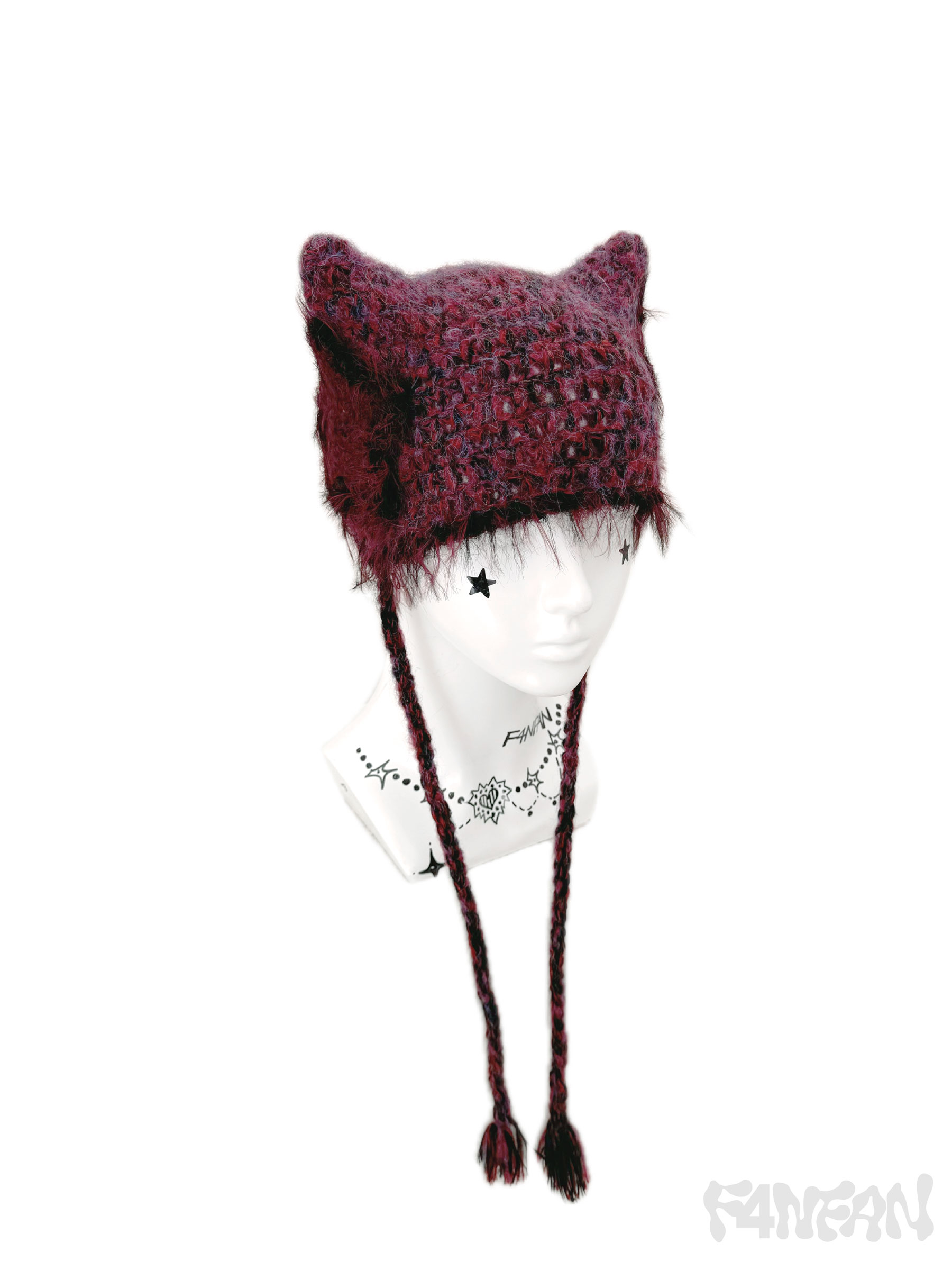 小物 ANDWANG Fluffy cat knit hat ANDWANG Fluffy cat knit hat