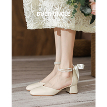 Coarse Heel Baotou Sandals Women Fairy Wind 2022 New Summer Fashion 100 Hitch with Mary Jane Shoes