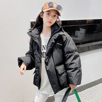 Children Winter thickened Collar Bread Suit Jacket New Internet Red Female Big Child Short easy Relaxed Ocean Punk Cotton Clog