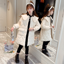 Western girl thick cotton padded clothing middle child 2021 Winter Dress Doll collar slim child coat warm girl cotton coat