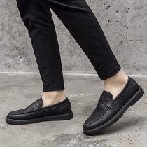 Summer men bean shoes men English retro leather shoes casual shoes Korean version of lazy shoes soft sole tide shoes men