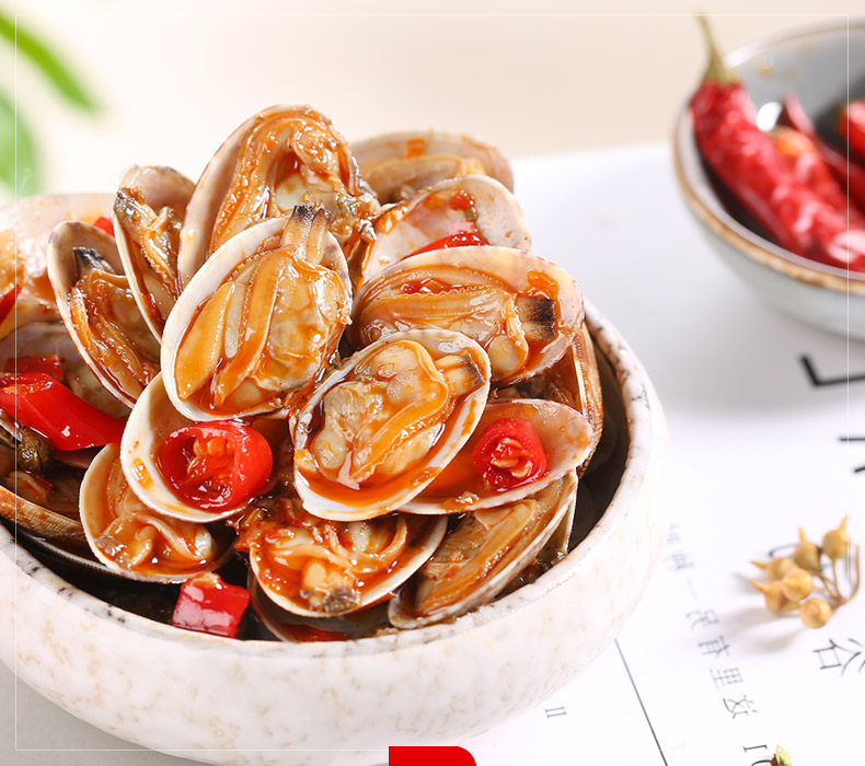麻辣海鲜袋装蛤蜊麻辣五香即食蛤蜊肉野生干货熟花蛤新鲜300_淘品优惠
