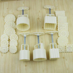 卡通烘焙月饼模 50克100克 月饼绿豆糕diy 手压月饼模具套装圆形