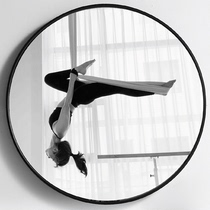 Nordic round mirror bathroom round mirror black wall hanging free punching toilet toilet bathroom mirror makeup mirror wall hanging