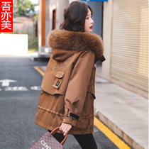 Curly medium long style Pike cotton suit womens winter 2021 new Korean version loose and thickened and thickened wool jacket