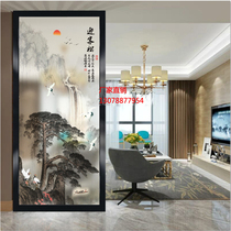 Living room art glass screen partition wall transparent decoration light luxury landscape porch background simple modern welcome pine