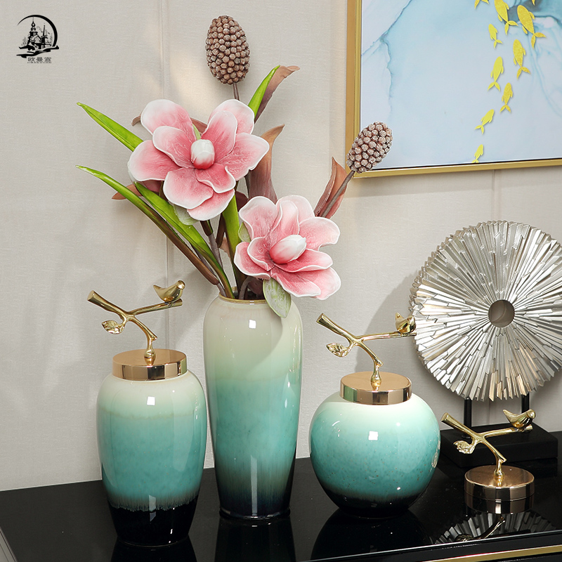 Jingdezhen European ceramic vase furnishing articles sitting room dry flower art home decorations table hydroponic flower adornment