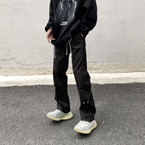 Non-tides Near High Street American retro button Leisure tooling loose straight drum Pendant Feeling Hip Hop Street Methodist Pants Man