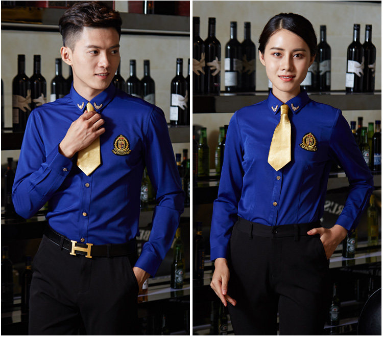 龙丽儿酒吧ktv工作服 夜场酒店服务员工作服长袖男女秋冬衬衫制服