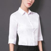 women's korean style white 3 4 sleeve shirt slim professional formal wear all match tops spring summer work clothes mid sleeve shirt workwear