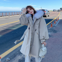 Winter student ins super fire Port wind quilted jacket Korean version loose cotton coat womens long cotton clothes oversize womens tide