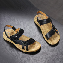 Big coffee home foreign trade summer mens sandals first layer cowhide leather outdoor beach shoes cool drag mens shoes tail goods