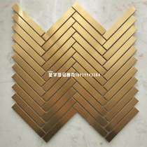 Herringbone mosaic silver brushed stainless steel tile puzzle metal background wall Hotel Club KTV decoration