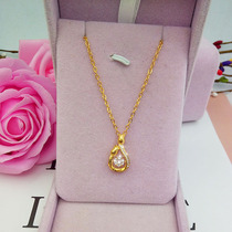 New beating heart snow flower hearse necklace woman Japan-ROK brief Rose flower pendant gold plated imitation sand gold collarbone chain