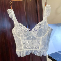Lolita style is very fairy French sling sexy bra exquisite embroidery Ultra-Thin Lei ribbon steel ring outside underwear women
