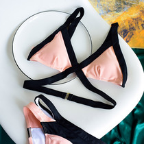 Qingmei no steel ring with chest pad cross bikini Pink Swimsuit Beach seaside hot spring sexy triangle cup