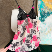 No. 12 summer ultra-thin chiffon nightgown short skirt sexy lace pajamas night dress