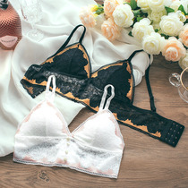 Peach neon clothes sexy French underwear women without rims thin triangular soft cup sexy lace wide-brimmed bra
