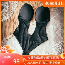 Europe and the United States to wear backless evening dress deep U womens underwear soft breathable conjoined body body suit