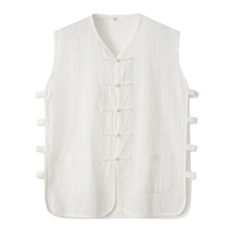 White vest man breathes in summer in a tang-coated vest sleeveless young man in China's trend card retro linen