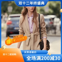 Paris substitute for 19 autumn winter SANDRO simple wind butterfly bow tie belt waist wool coat SFPOU00117