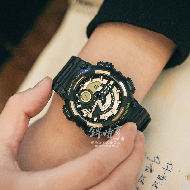 hongkong direct mail casio watch men and women bla gold sports waterproof electronic watch aeq-110w-1a