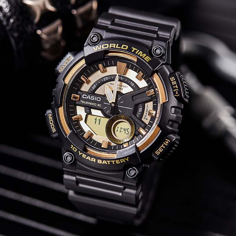 hongkong direct mail casio watch men and women bla gold sports waterproof electronic watch aeq-110w-1a