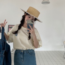 (clearing house special price not to be changed) Milk Yellow Short Sleeve T-shirt Woman Loose 100 Lap Students Pure Cotton Compassionate Blouse