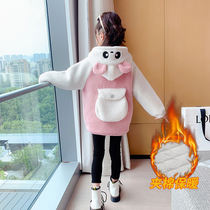 Girls lamb coat autumn winter clothing 2021 new foreign fashion fashion Childrens wool sweater