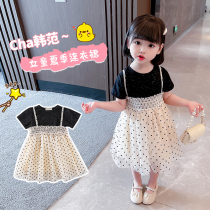 Girls dress Children princess dress summer 2021 summer new childrens clothing net red childrens stitching mesh skirt