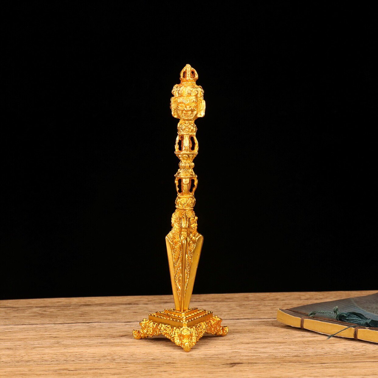 純銅法器馬頭明王黃銅金剛杵底座佛教法器降魔杵十字金剛斧