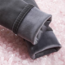 2020 autumn and winter new velvet thickened jeans womens smoke gray small feet stretch thin high waist black trousers