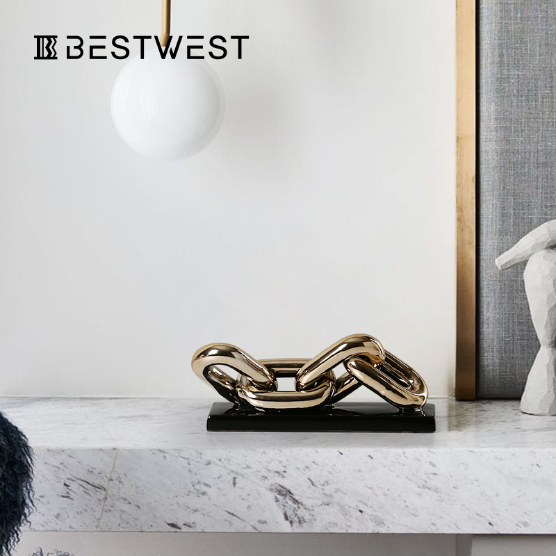 BEST WEST creative chain between soft furnishing articles metallic ceramic decoration designer example light key-2 luxury decoration