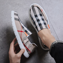 Old Beijing cloth shoes mens shoes summer trendy shoes mens cloth shoes a pedal without lace soft bottom lazy shoes driving breathable