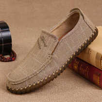 Old Beijing Cloth Shoes Men Casual Shoes Deodorant Soft Bottom Non-slip Bull Fascia Bottom Linen Breathable Mid-Aged Driving Shoes