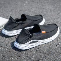 Old Beijing cloth shoes mens shoes spring one pedal lazy soft bottom mens leisure Korean trend quick-drying canvas shoes