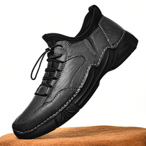 Men casual leather shoes genuine leather breathable Inron 100 lap big code sports shoes new 100 hitch shoes fall trend