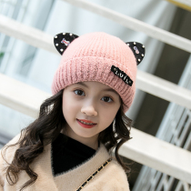 Childrens hat winter thickened knitted wool cap 2-5-8 years old Korean version of female baby 6 ear protection warm cap tide
