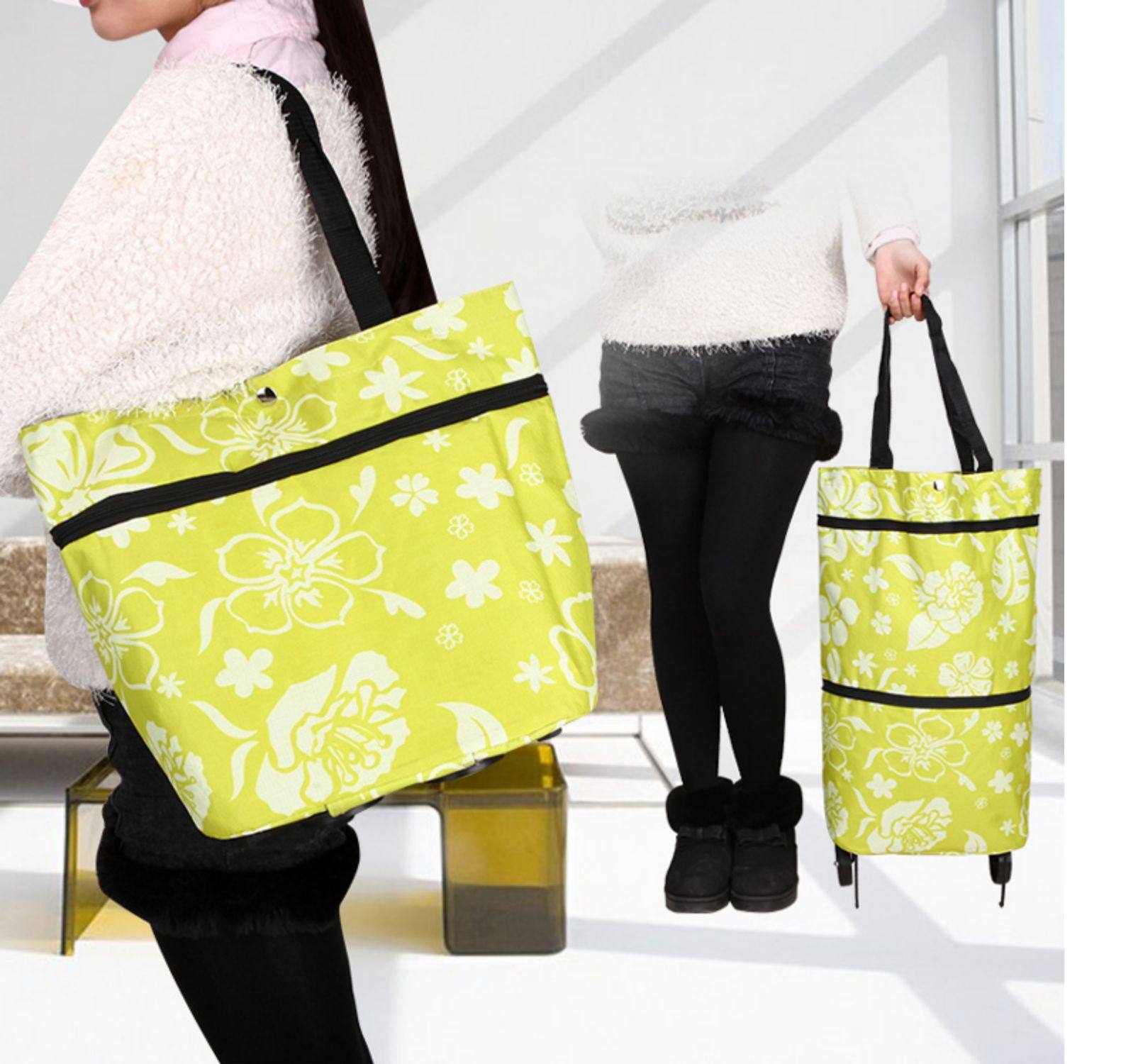 欣隆买菜车手拉包折叠拖包伸缩式两用带轮购物袋买菜包旅行车拉车