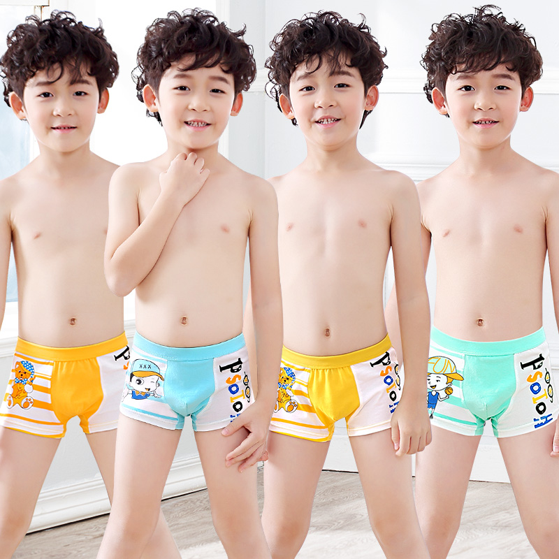 Children's underwear boy boxer cotton 10 primary school students four corners flat 12 middle school children shorts head boy 15 years old