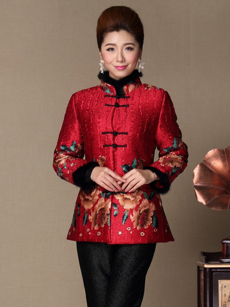 结婚礼妈妈装外套秋冬装中老年高档婚庆婆婆婚宴礼服唐装棉衣上衣