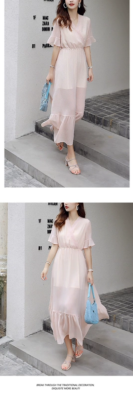 Plus size của phụ nữ váy voan nữ 2021 mùa xuân và mùa hè phiên bản mới của Hàn Quốc của váy in mỏng thời trang xu hướng váy dài - Váy dài