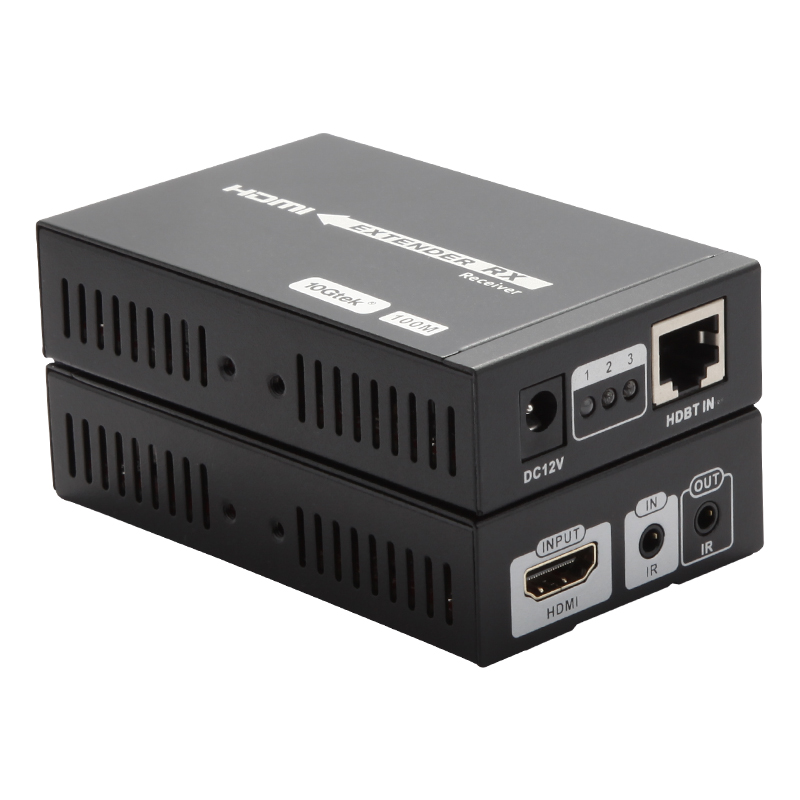 one pair of transmission and receiver for 100m poe power supply amplifier of 10 gigabit hdmi single network cable extender