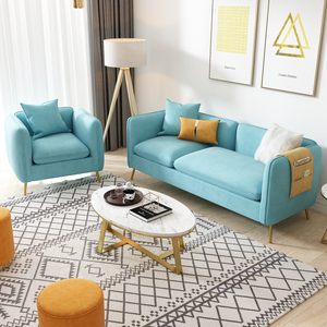 北欧布艺沙发小户型三人位组合公寓出租房客厅经济型转角轻奢沙发