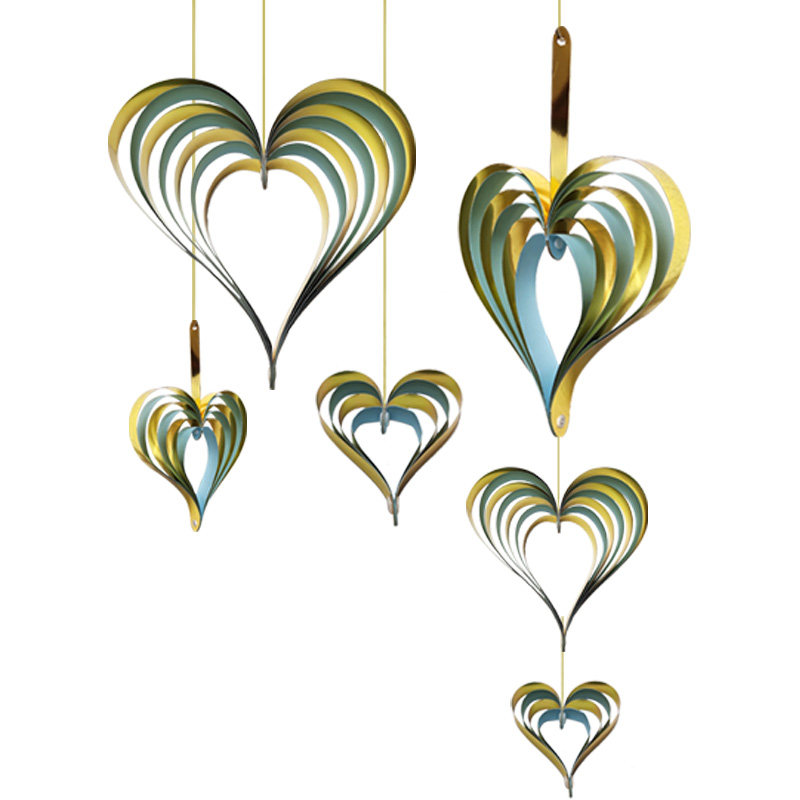 爱心吊饰立体心形挂饰拉花橱窗背景墙舞台布置浪漫情人节装扮用品