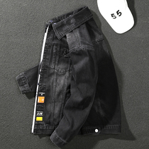 2020 black locomotive clothes handsome in spring and autumn new two wear and cap detachable denim jacket male trend 100 lap jacket