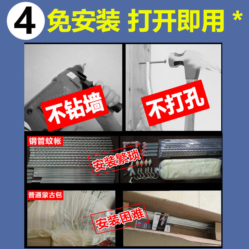 蒙古包蚊帐三开门免安装1.5m床1.8米圆顶双人1.0m学生上下床家用产品展示图1